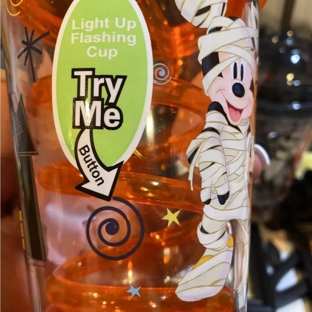 3 Disney Mickey & Minnie Jack Skellington Light Up Flashing Dome Top Cup & Straw